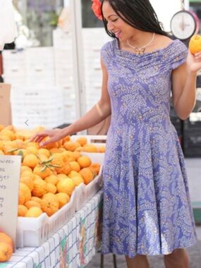 Effie's Heart Lavender and Yellow Floral Midi Dress